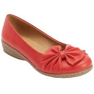 Women’s Comfort View The Pamela Slip On Flat Red With Bow Size 7.5 NWT